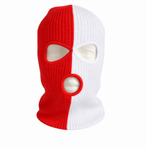 Gebreide Bivakmuts rood/wit